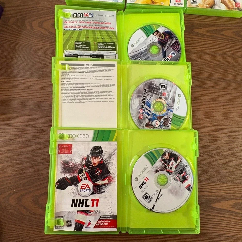 Xbox 360 Sports Game Lot of 8 Madden FIFA NHL Kinect Adventures Zumba Fitness